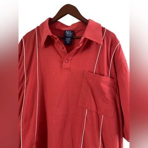JOHN BLAIR Mens 3XL Coral Red Button Polo Cotton Shirt